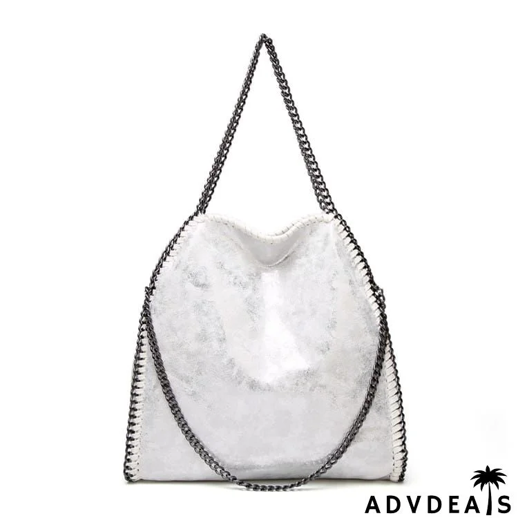 Women Fashion Color Blocking Large Capacity Chain Shoulder Bag