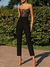 Lace Spaghetti-Neck+Straight Leg Jumpsuit