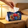 Diamond Painting Red Roses PU Leather Tissue Box for Napkin Holder
