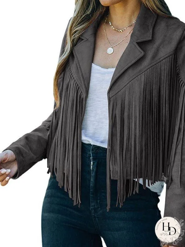 Sophisticated Fringe Suede Jacket