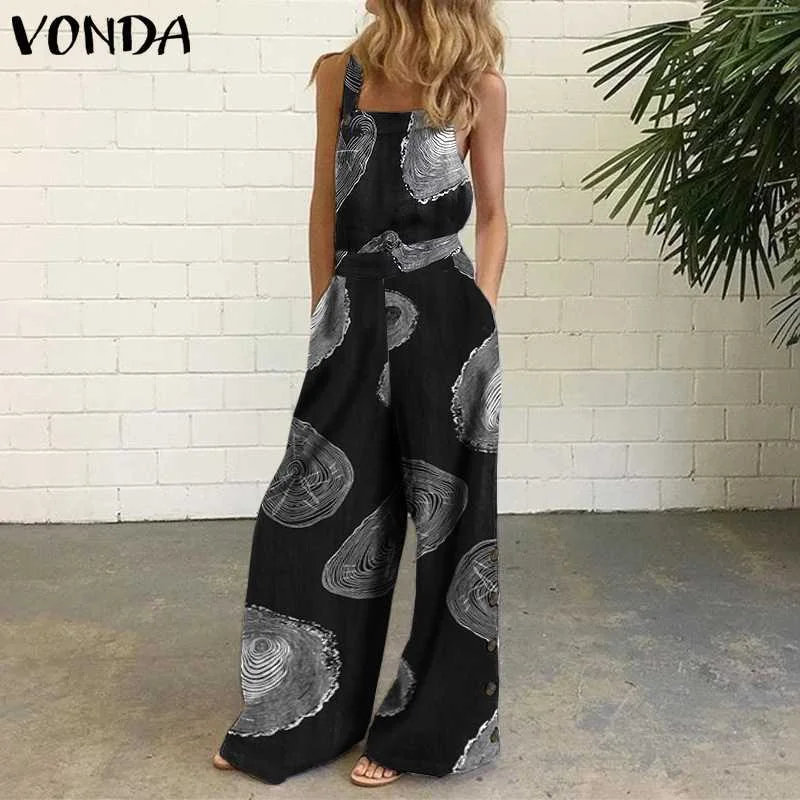 Uveng Uveng New Four-Color Round-Leg Trousers Digital Printed Bare-Backed Jumpsuit