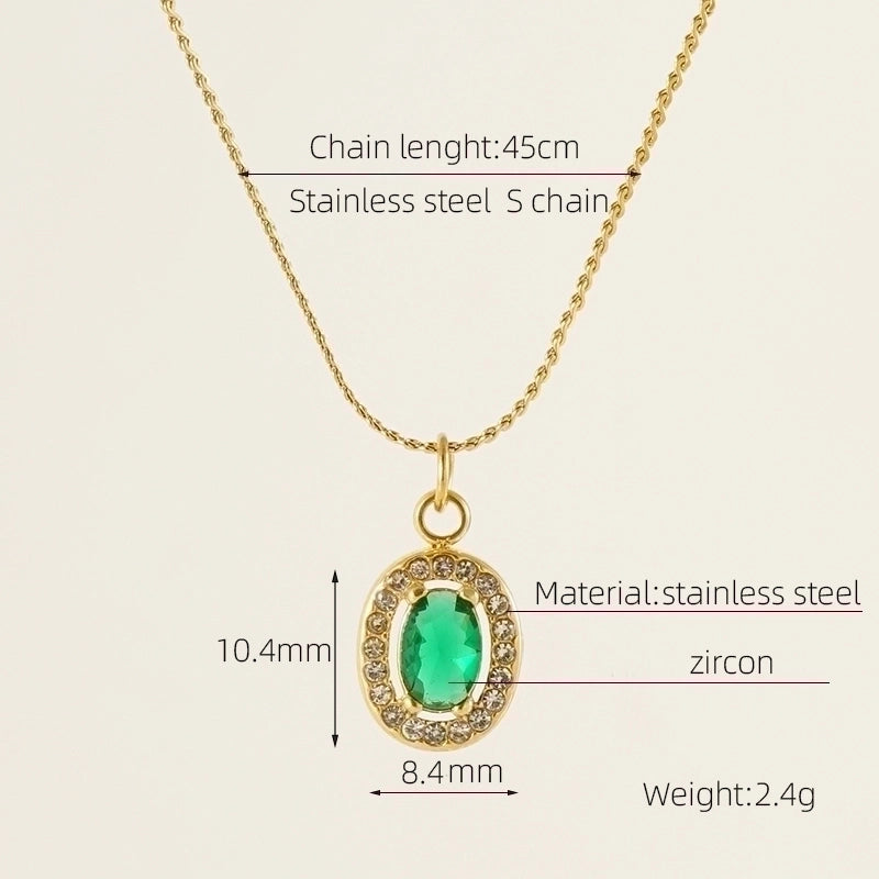 Stainless Steel 18K Gold Plated Glam Shiny Plating Inlay Sun Water Droplets Heart Shape Zircon Pendant Necklace
