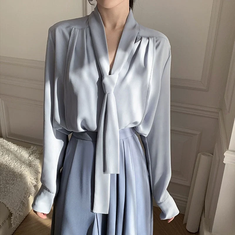 Fashionable femininity simple versatile shirt Fashionable femininity simple versatile  bowknot long-sleeved loose dress    13513