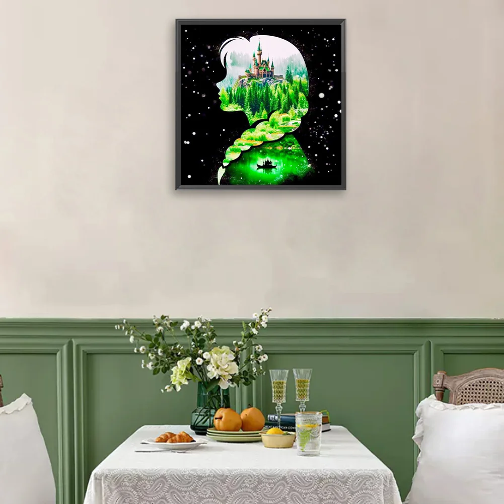 Diamond Painting - Full Square Drill - Princess Forest Silhouette(Canvas|35*35cm)