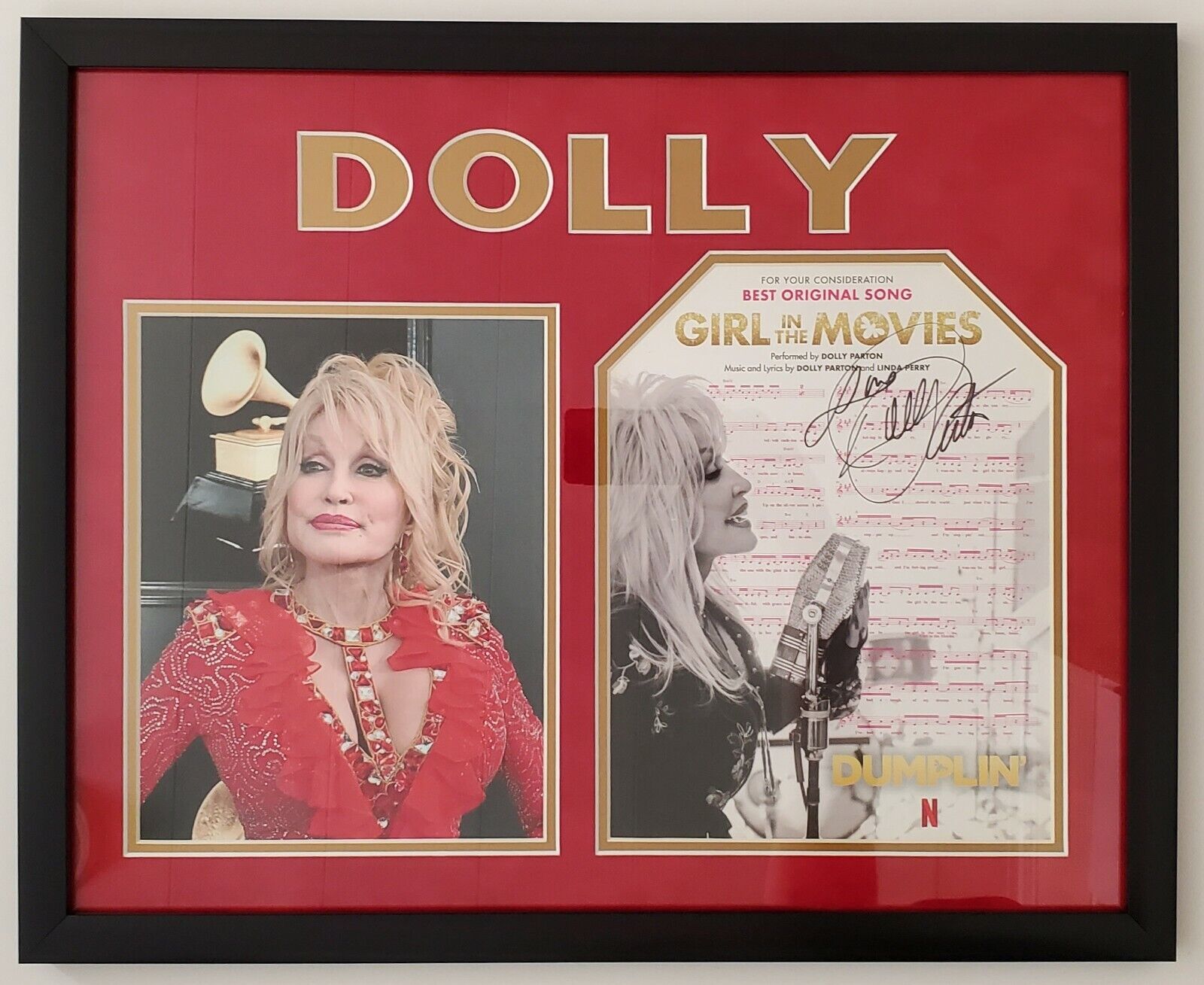 Dolly Parton Signed & Framed Dumplin' Sheet Music w/8x10 Photo Poster painting LEGEND RAD