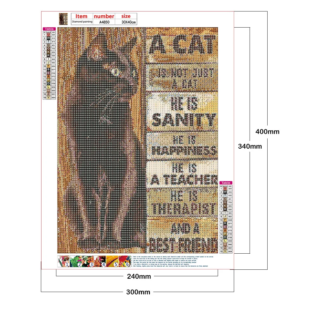 Diamond Painting - Full Round Drill - Cat Letters(30*40cm)