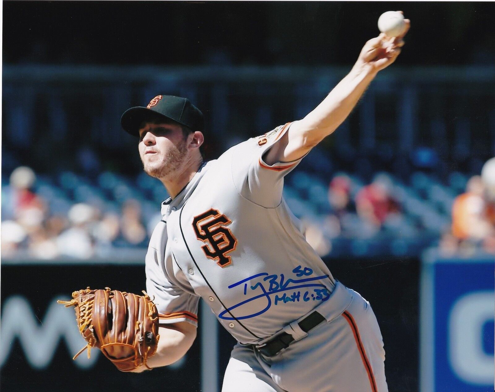 TY BLACH SAN FRANCISCO GIANTS ACTION SIGNED 8x10