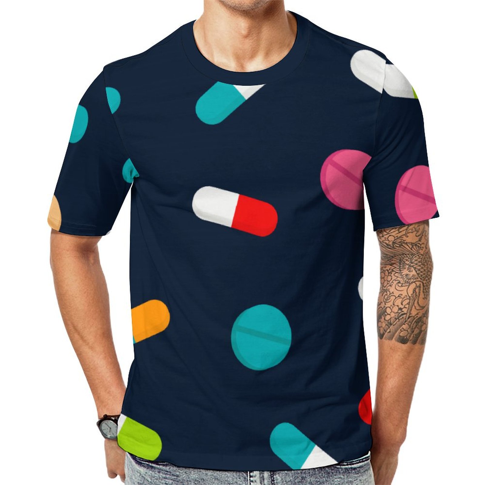 Fun Medical Nurse Pills Short Sleeve Print Unisex Tshirt Summer Casual Tees for Men and Women Coolcoshirts