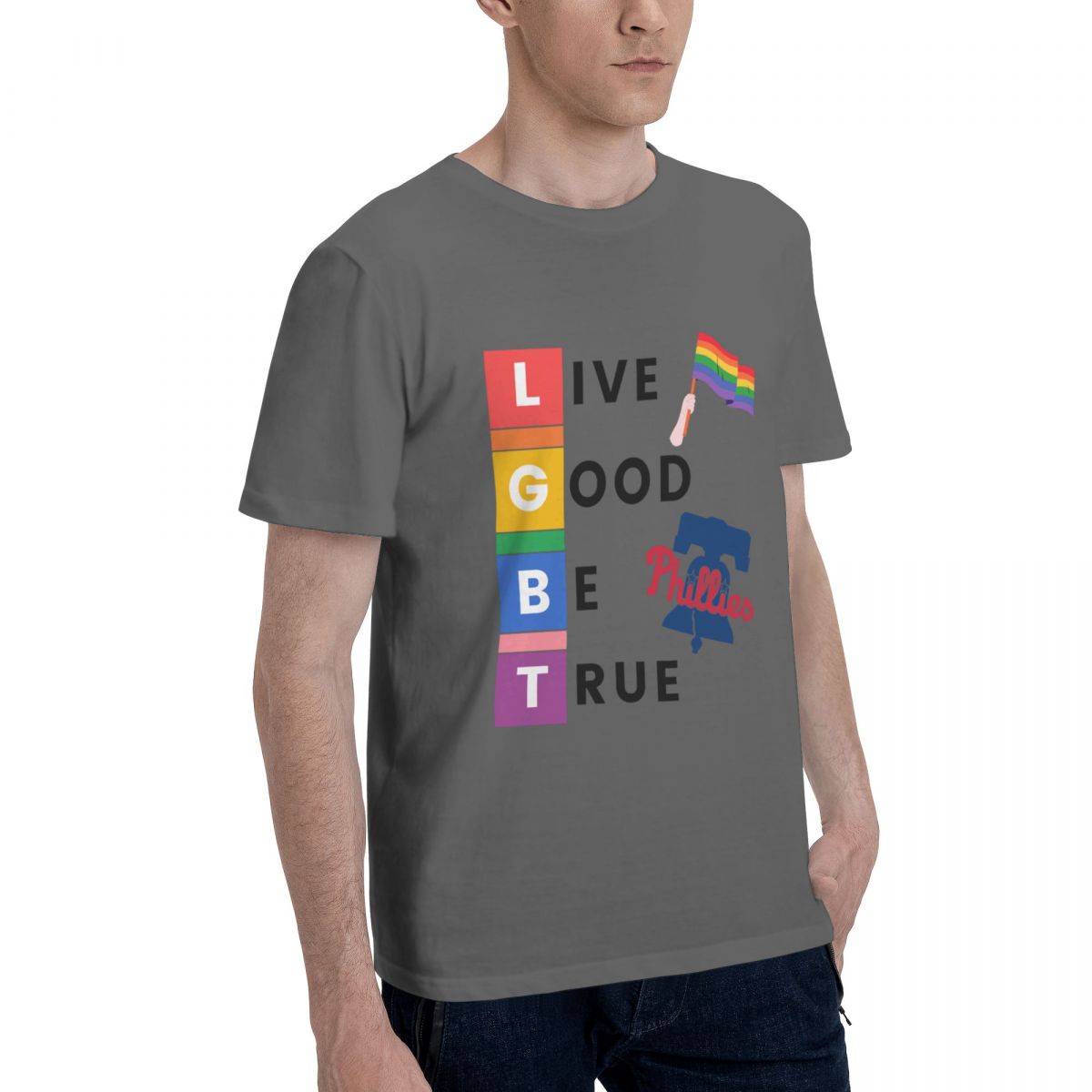 Philadelphia Phillies LGBT Pride Men's Cotton Crewneck T-Shirt