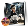 Vie d&rsquo;animaux de compagnie fille-plein diamant rond peinture-30 * 30cm