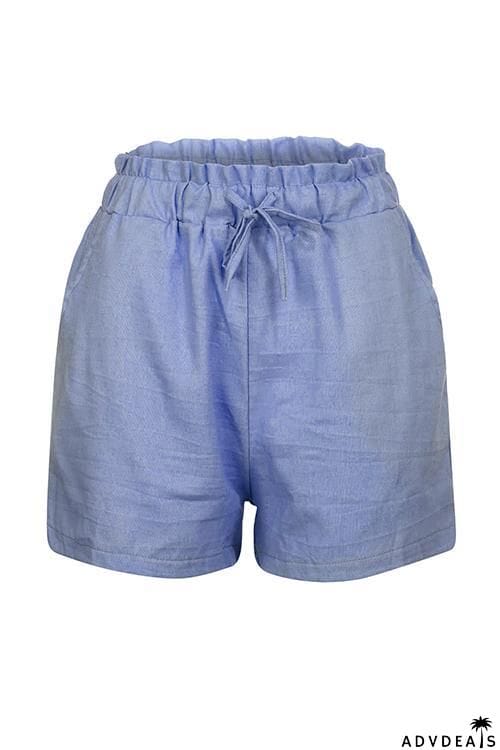 Elastic Waist Linen Shorts