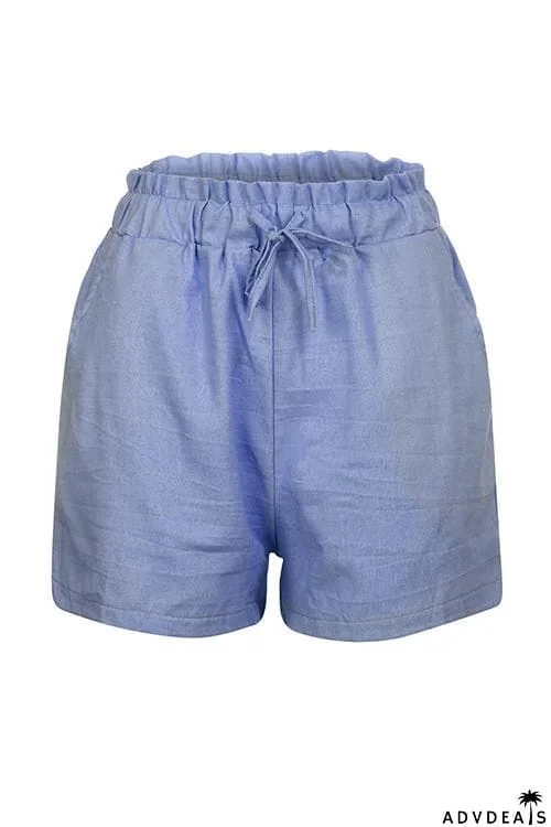 Elastic Waist Linen Shorts