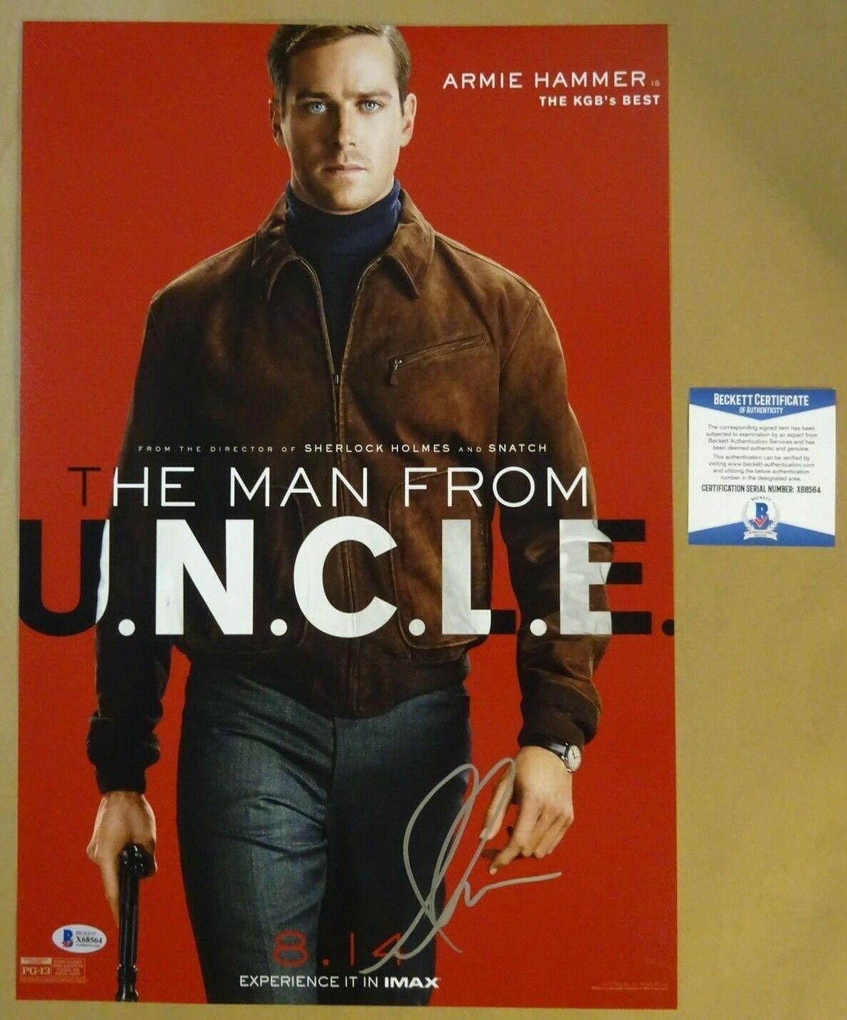 Signed ARMIE HAMMER Autographed THE MAN FROM UNCLE 12x18 Photo Poster painting BECKETT BAS COA