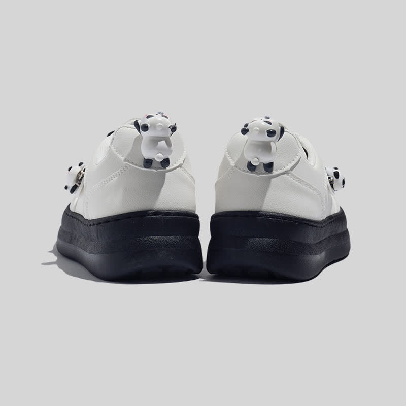 Cartoon 3D Panda Decor Platform Colorblock Round Toe Sneakers - Modakawa modakawa