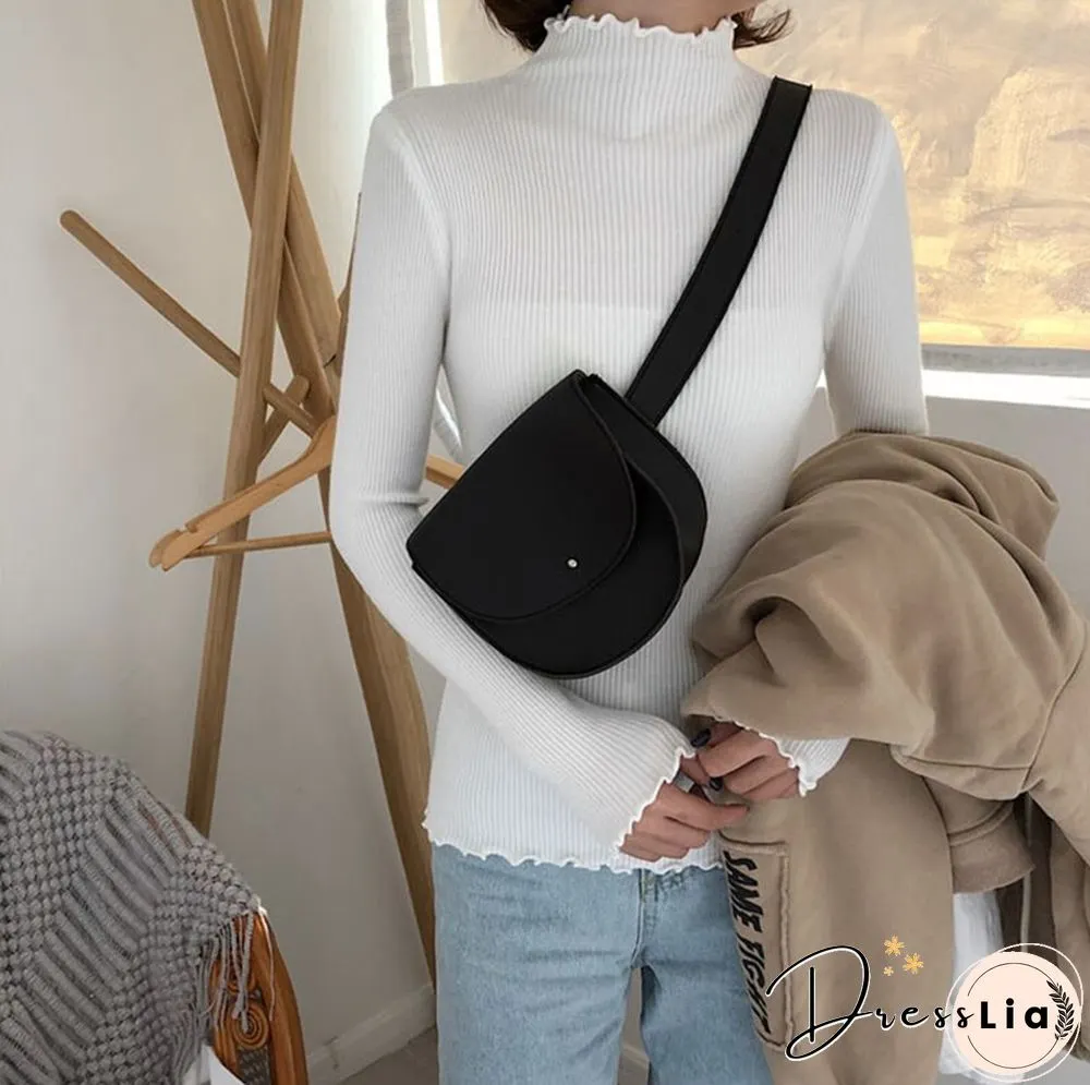 Christmas Gift Womens Sweater Women Knitted Ribbed Pullover Long Sleeve Ruffles Turtleneck