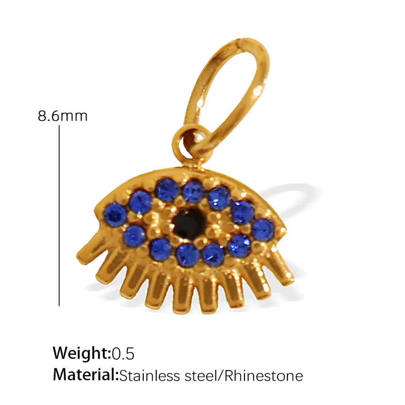 1 Piece 14.2*9.3mm 304 Stainless Steel Artificial Rhinestones 18K Gold Plated Moon Heart Shape Horseshoe Pendant Jewelry Accessories