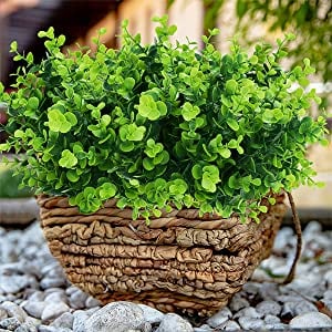 Outdoor Artificial Boxwood Stems Faux Plants Shrubs Fake UV Resistant Greenery Foliage