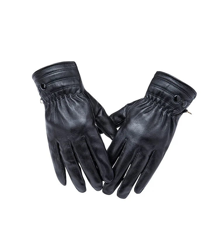 Sheepskin Gloves Men's Winter Warm Simple Leather Gloves Retro Models