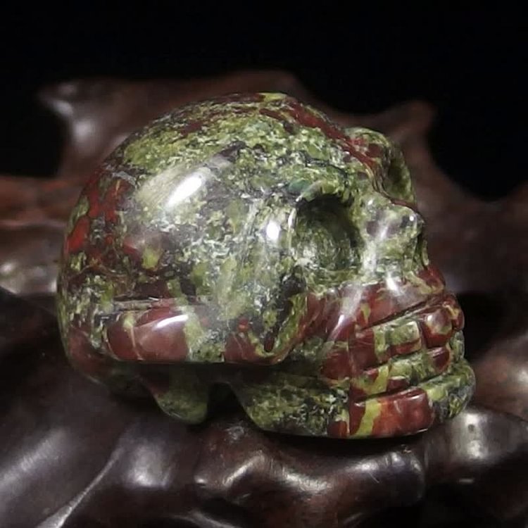 Natural Crystal Skull Halloween Decoration-Unakite