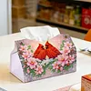 (24cm)Diamond Art Tissue Box DIY PU Napkin Cover for Home(Cardinal and flowers)