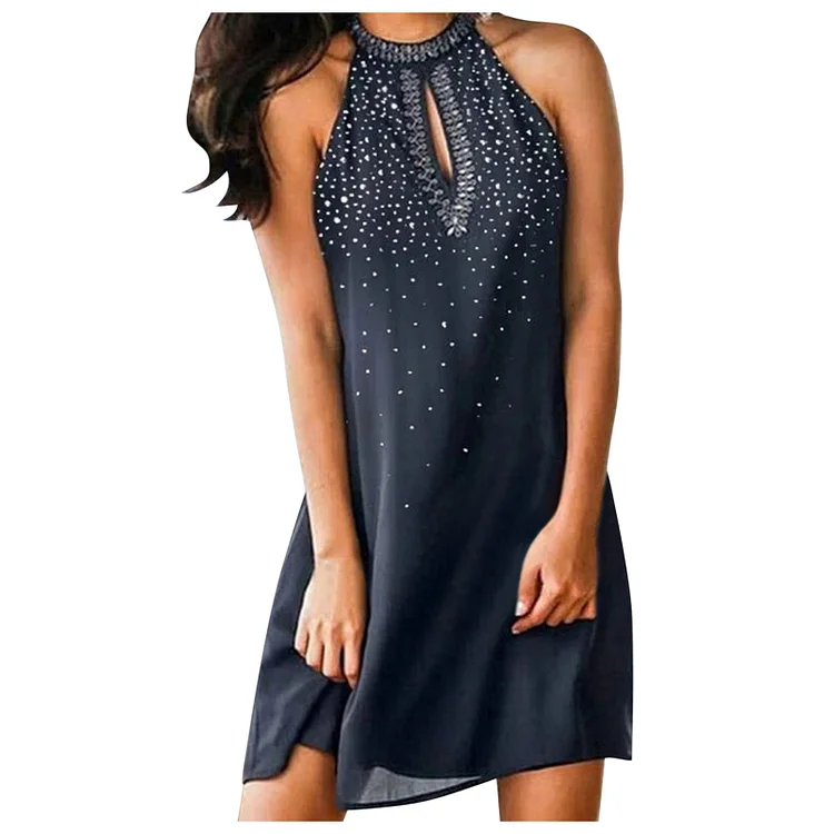Beach Boho Print Neck Sleeveless Casual Off Shoulder Sleeveless Casual Dress