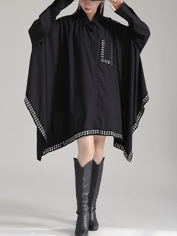 Dark Wind Loose Irregular Rivet Dress