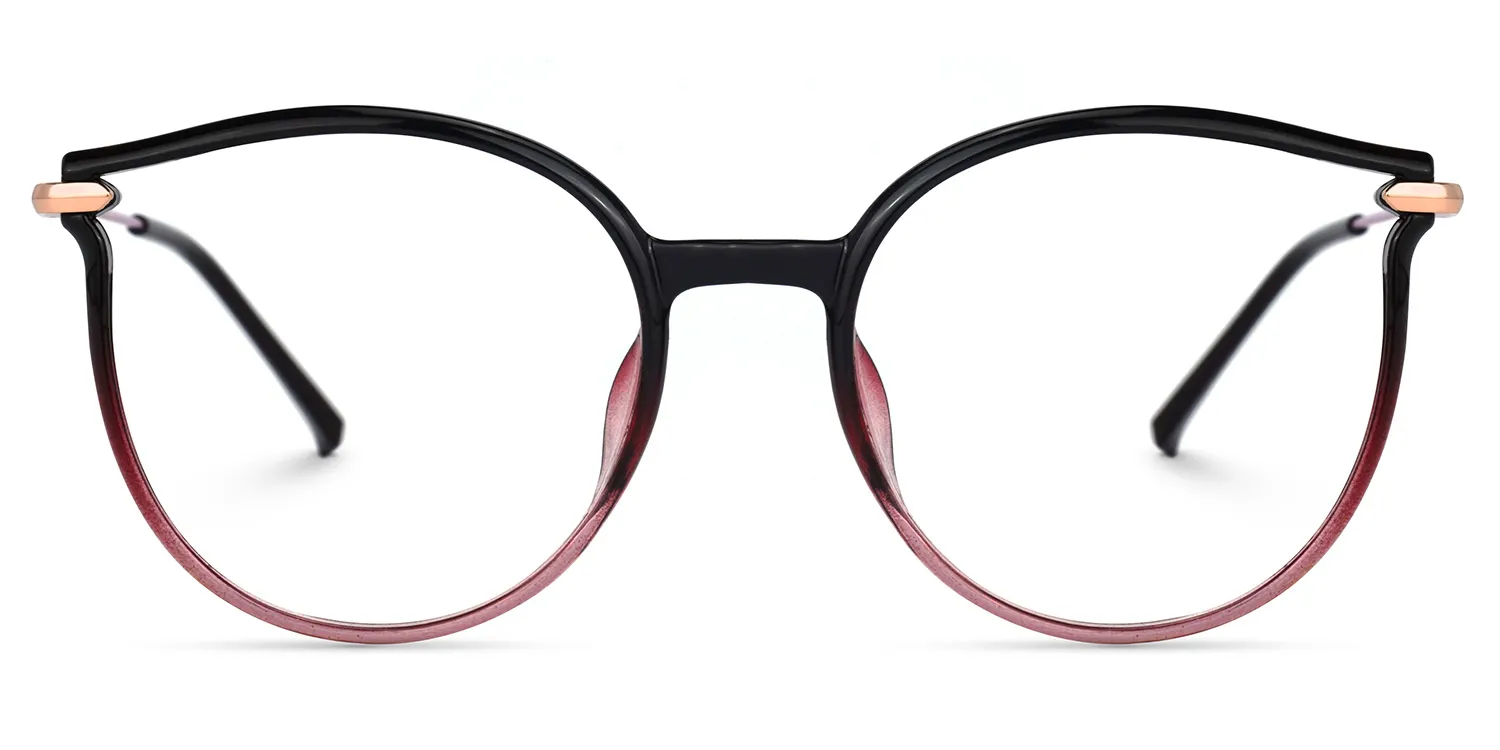Yadejah Schwarz-Rot Cateye Brille  Schwarz-Rot