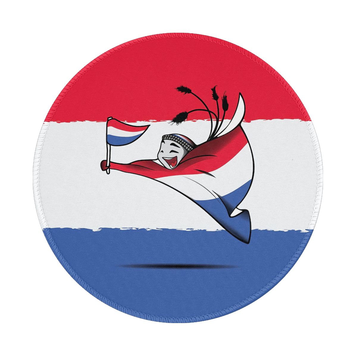 Netherlands World Cup 2022 Mascot Waterproof Round Mouse Pad for Wireless Mouse