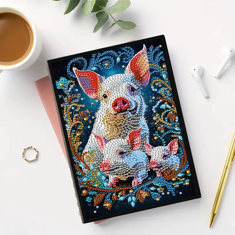 Pig Special Shaped A5 5D DIY Diamond Art Painting Notebook Kit for Friends