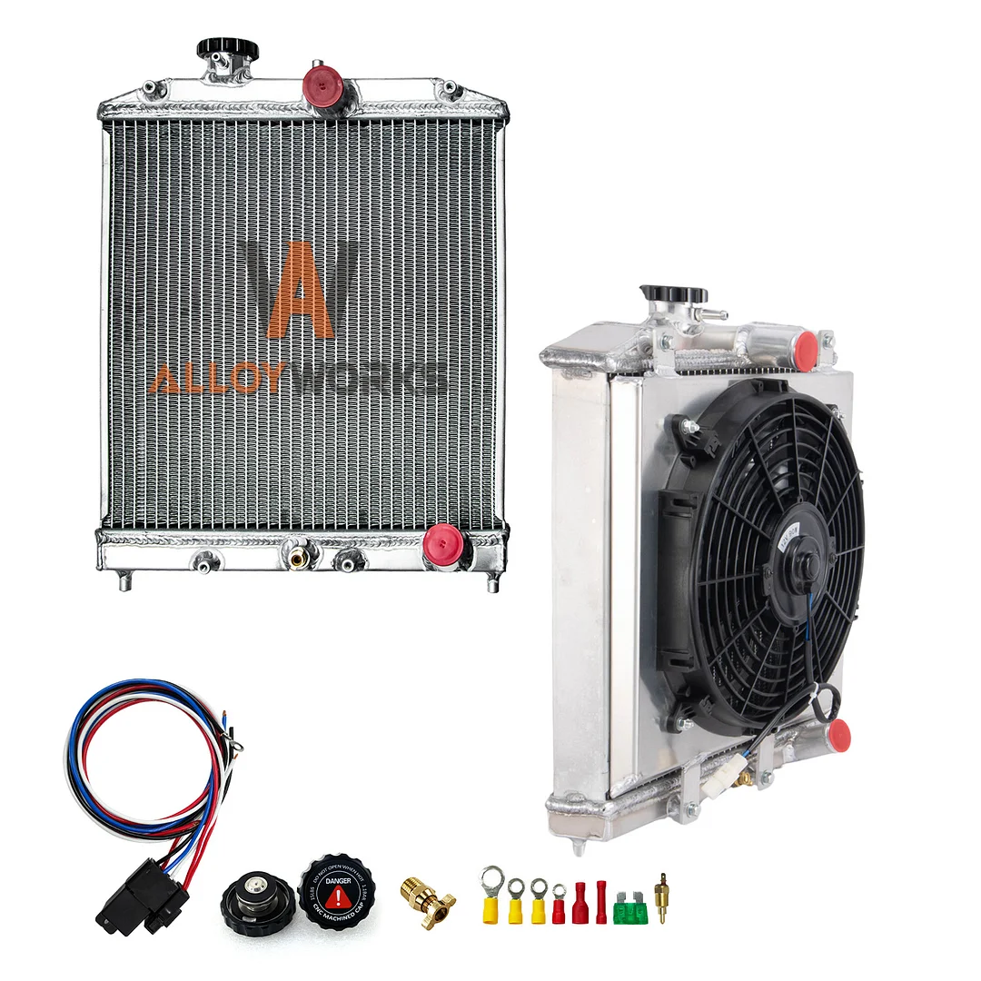 Alloyworks 4 Row Radiator with Shroud Fan For 1992-2000 Honda CIVIC EJ EK DEL SOL EG/INTEGRA LS MT