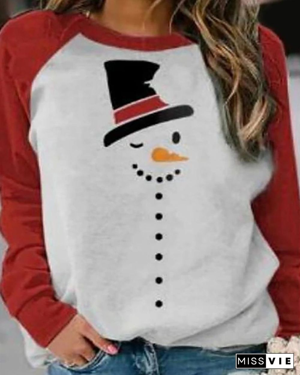 Christmas Animal Print Long Sleeve Top P10792