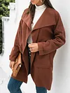 Fashion Loose Solid Color Long Sleeves Lapel Cardigan Woolen Outerwear