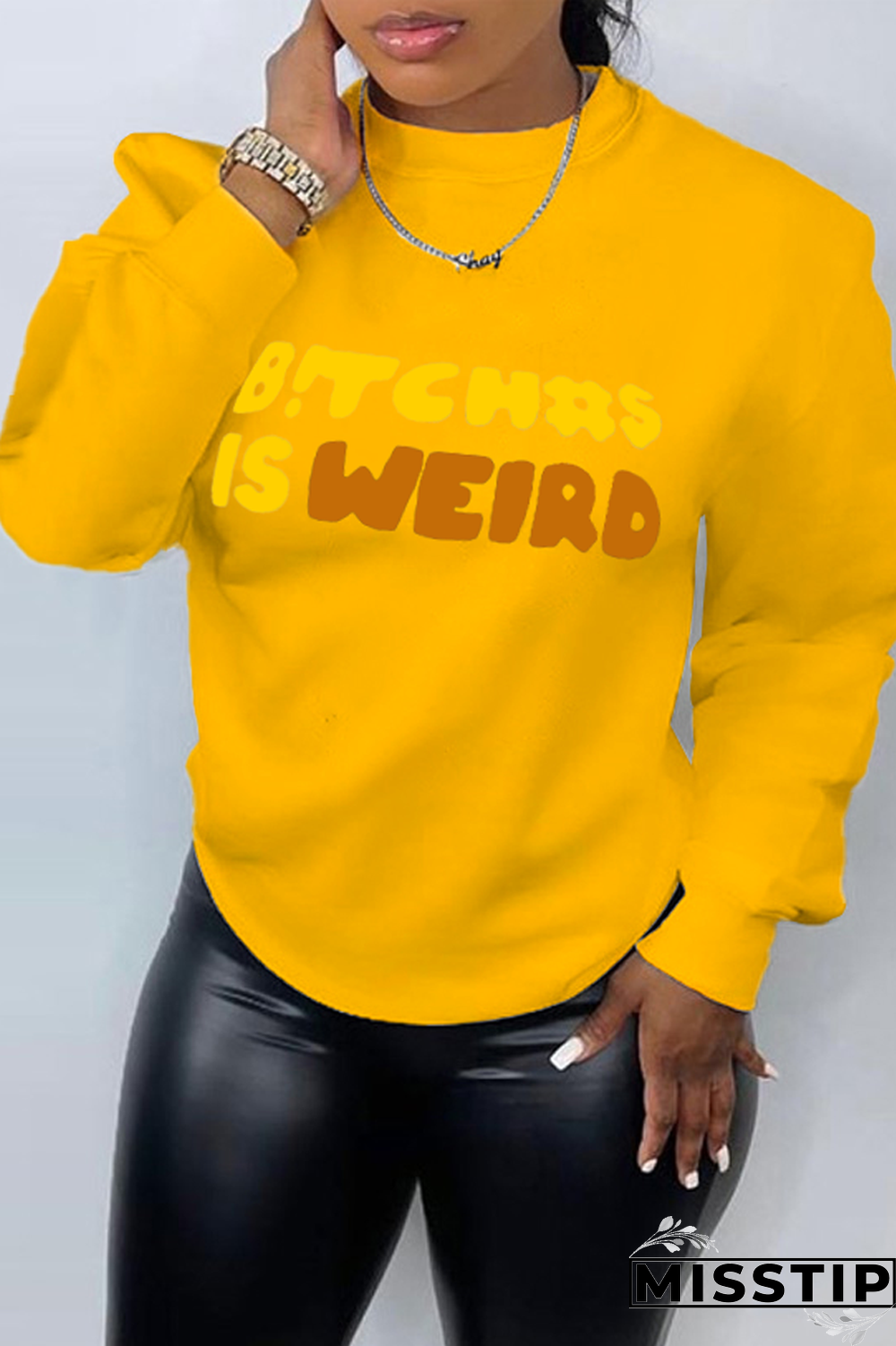 Blue Casual Basis Print Letter O Neck Tops