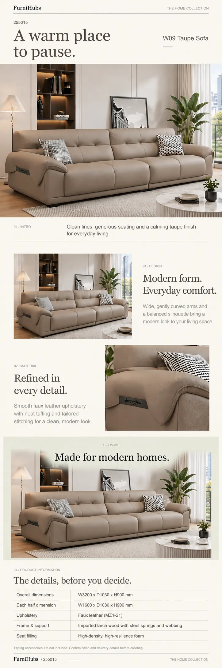 W09 Sofa - Taupe — Product details