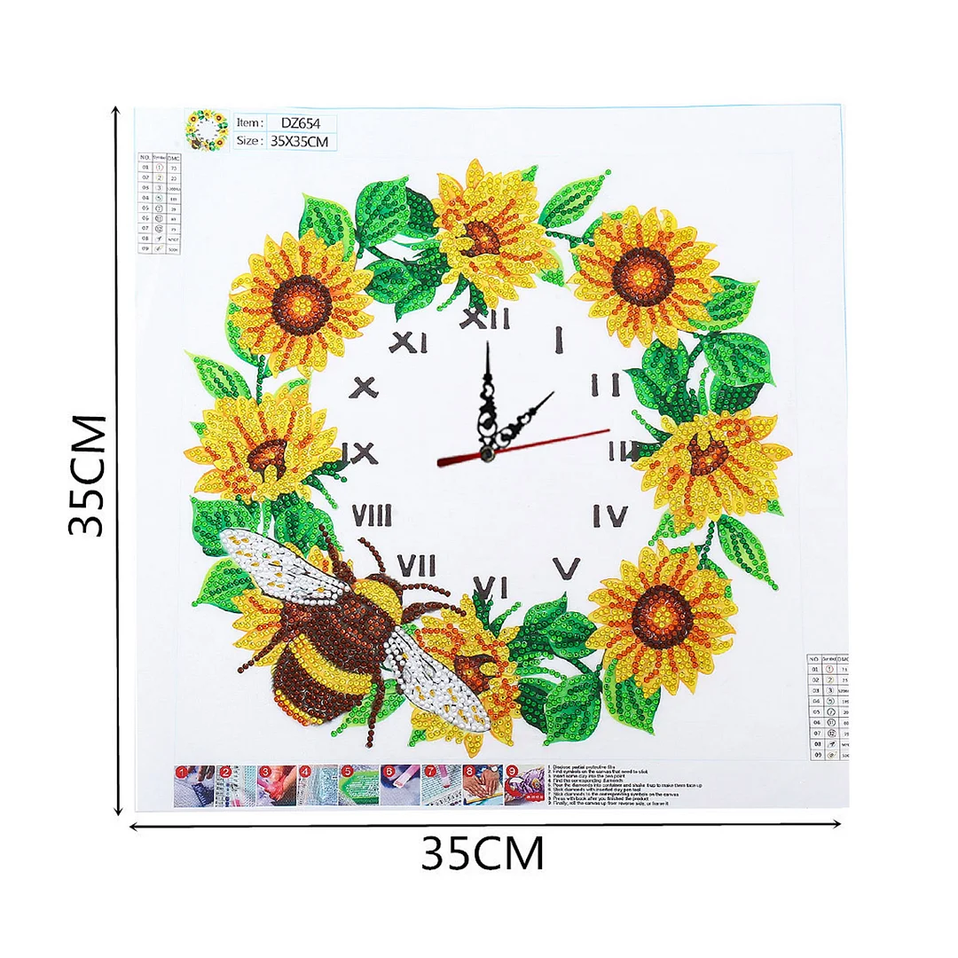 Crystal Rhinestone Diamond Painting Clock - Bee(35*35cm)