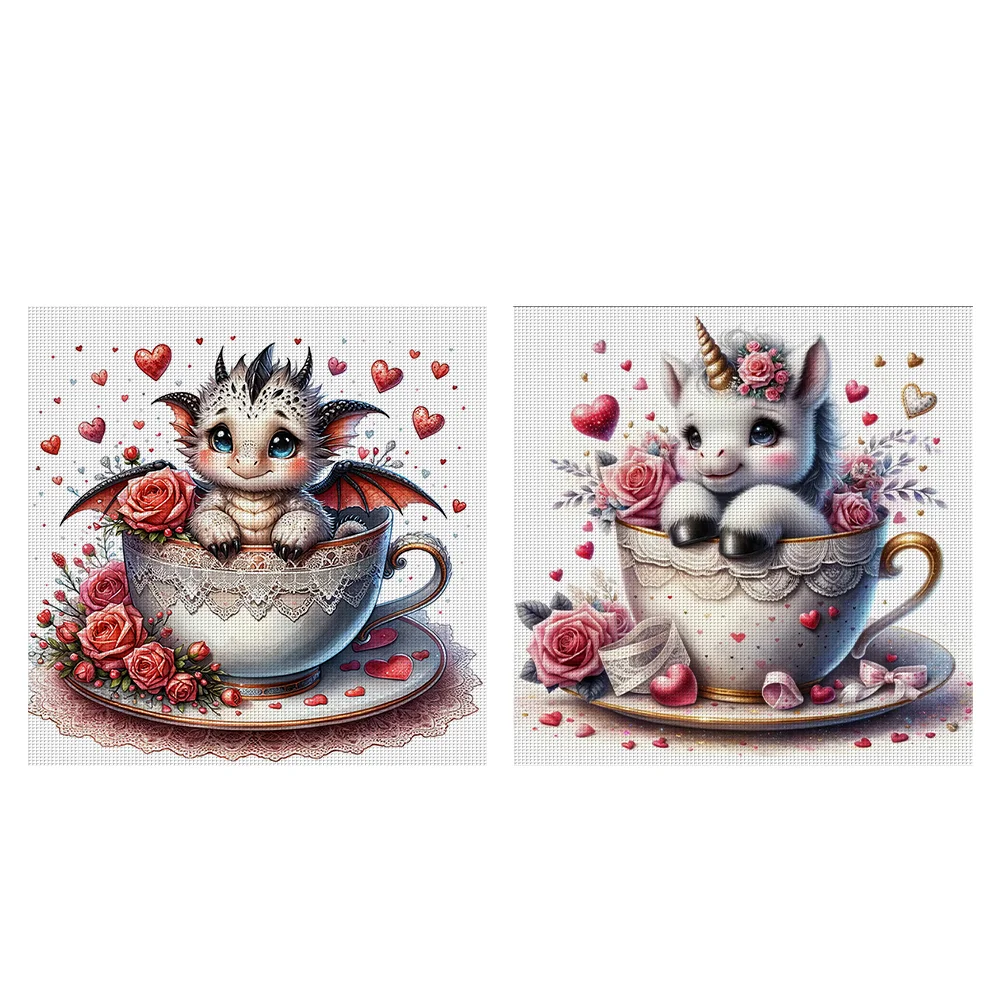 (2pcs)11CT Full Stamped Cross Stitch - Cartoon(Canvas|45*45CM)