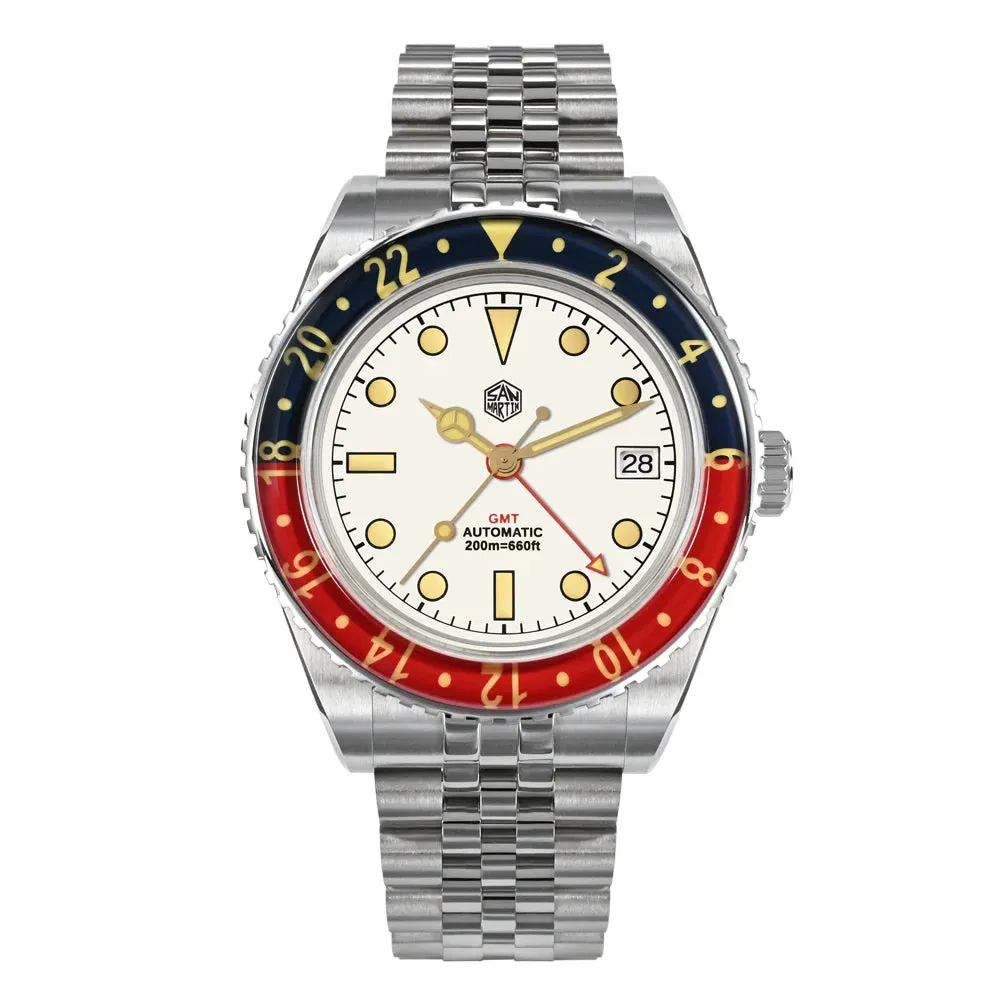 U.S. Warehouse-San Martin Vintage NH34 GMT Watch SN005-B1 San Martin Watch san martin watchSan Martin Watch