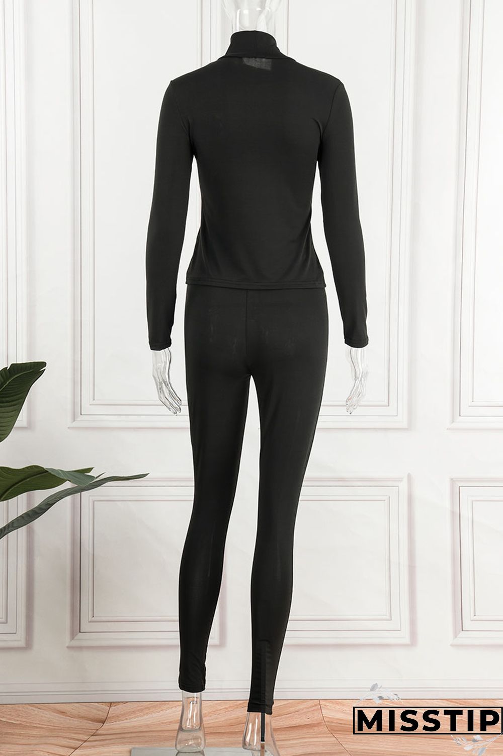 Blue Casual Sportswear Print Patchwork Turtleneck Long Sleeve Two Pieces