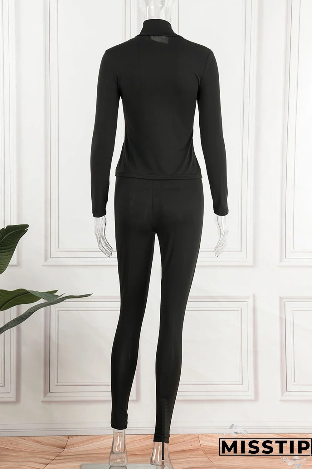 Blue Casual Sportswear Print Patchwork Turtleneck Long Sleeve Two Pieces