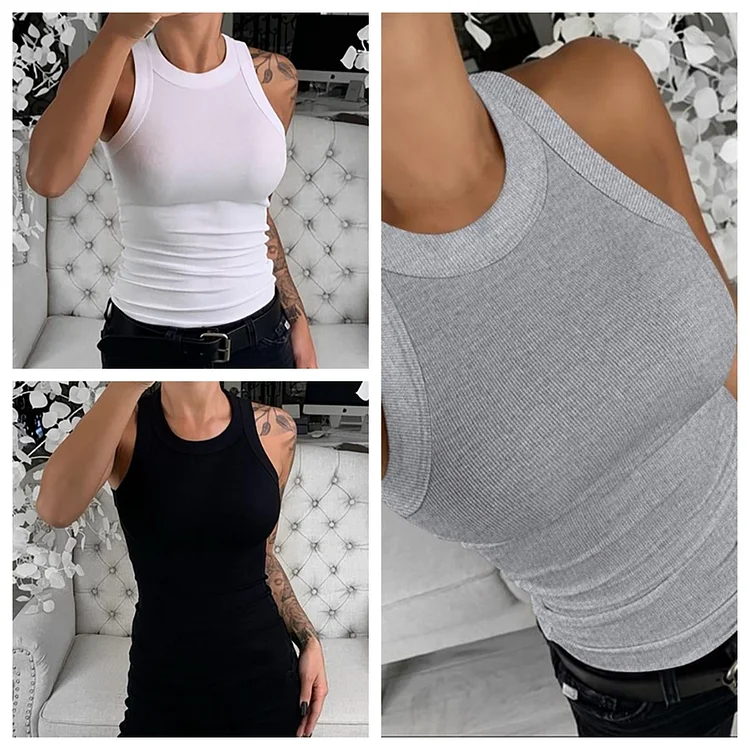 O-Neck Knit Sleeveless Casual Top