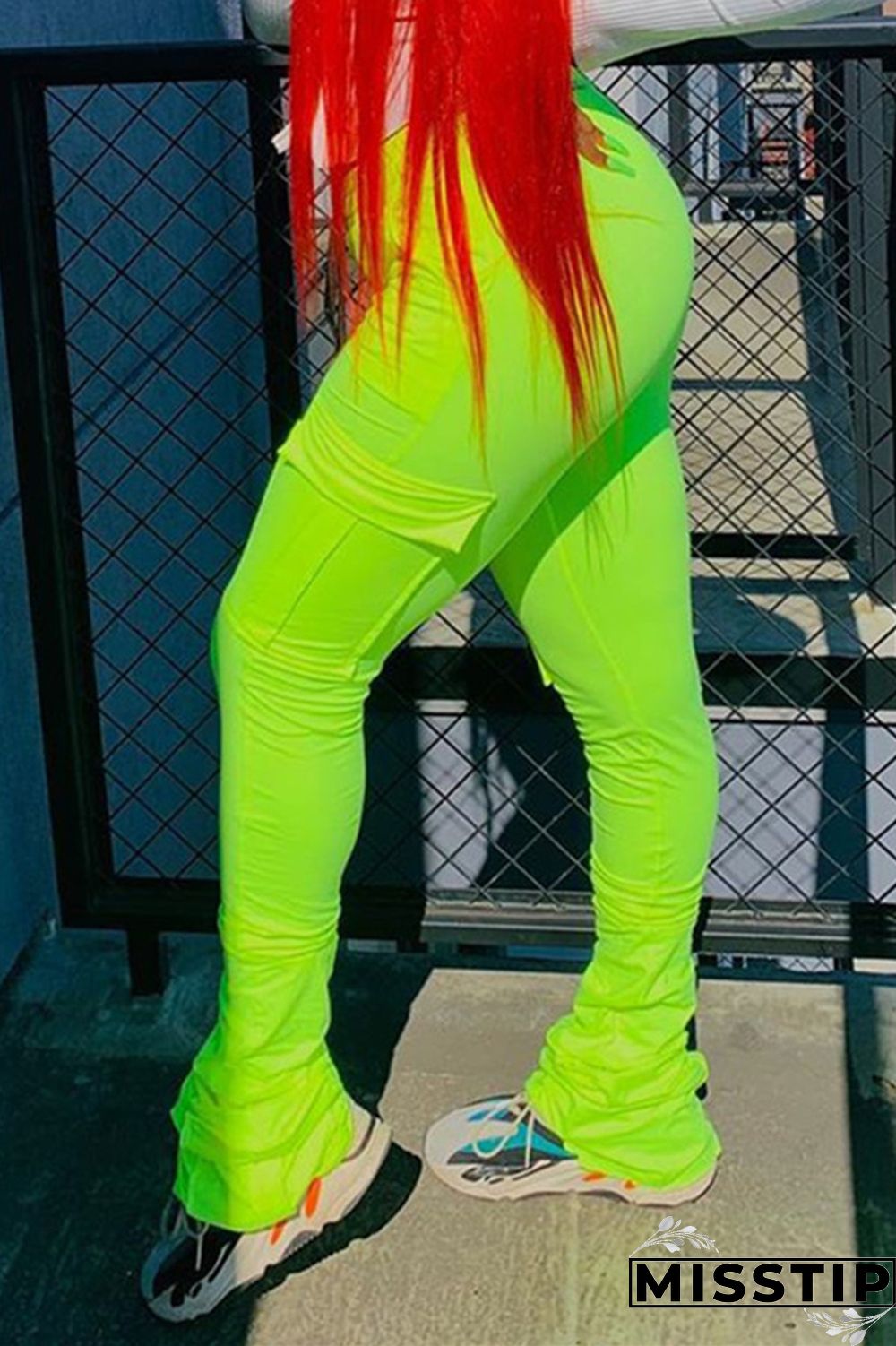 Orange Fashion Casual Pleated Sports Trousers