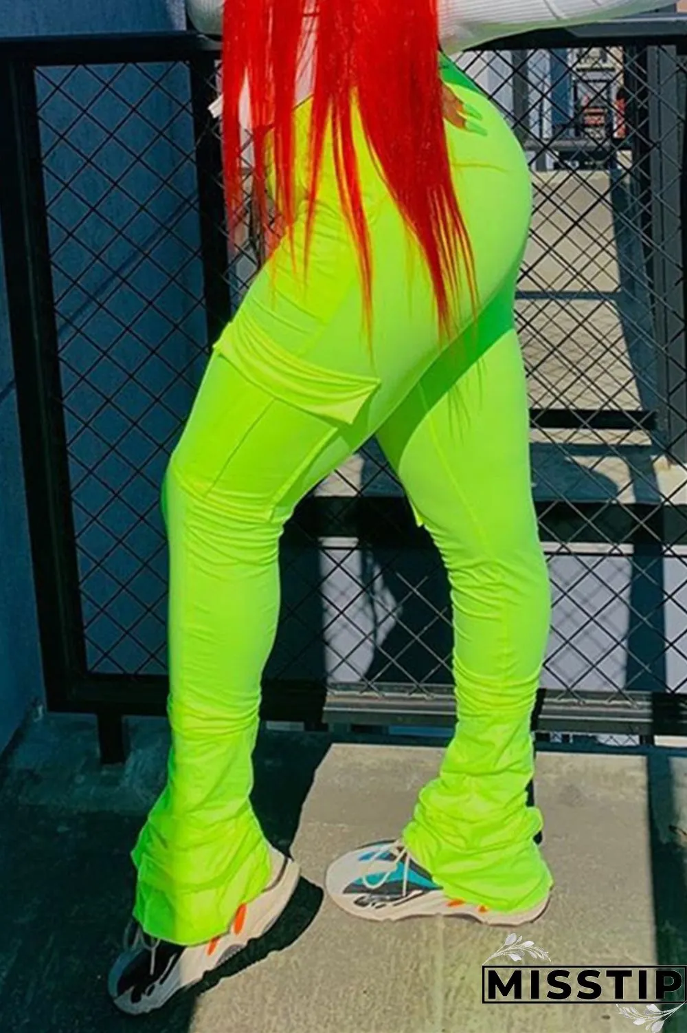 Orange Fashion Casual Pleated Sports Trousers