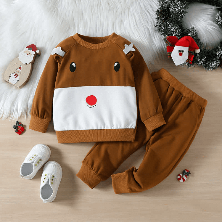 Baby Christmas Deer Sweatshirt and Pants Set