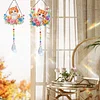 2pcs Flower Cat Diamond Painting Double-sided Crystal Window Suncatcher Craft Set Birthday Gifts Home Garden Decor Hanging Kit