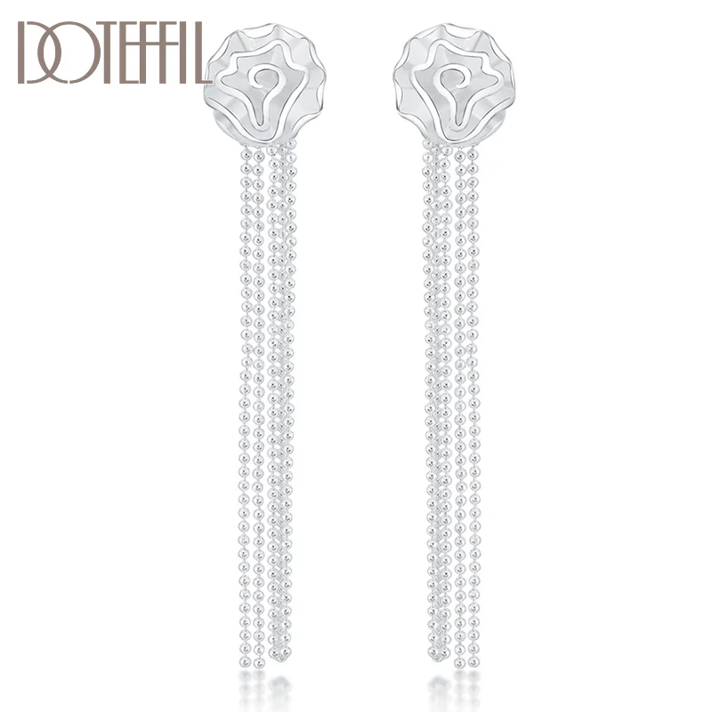 DOTEFFIL 925 Sterling Silver Romantic Rose Flower Earrings for Women Jewelry