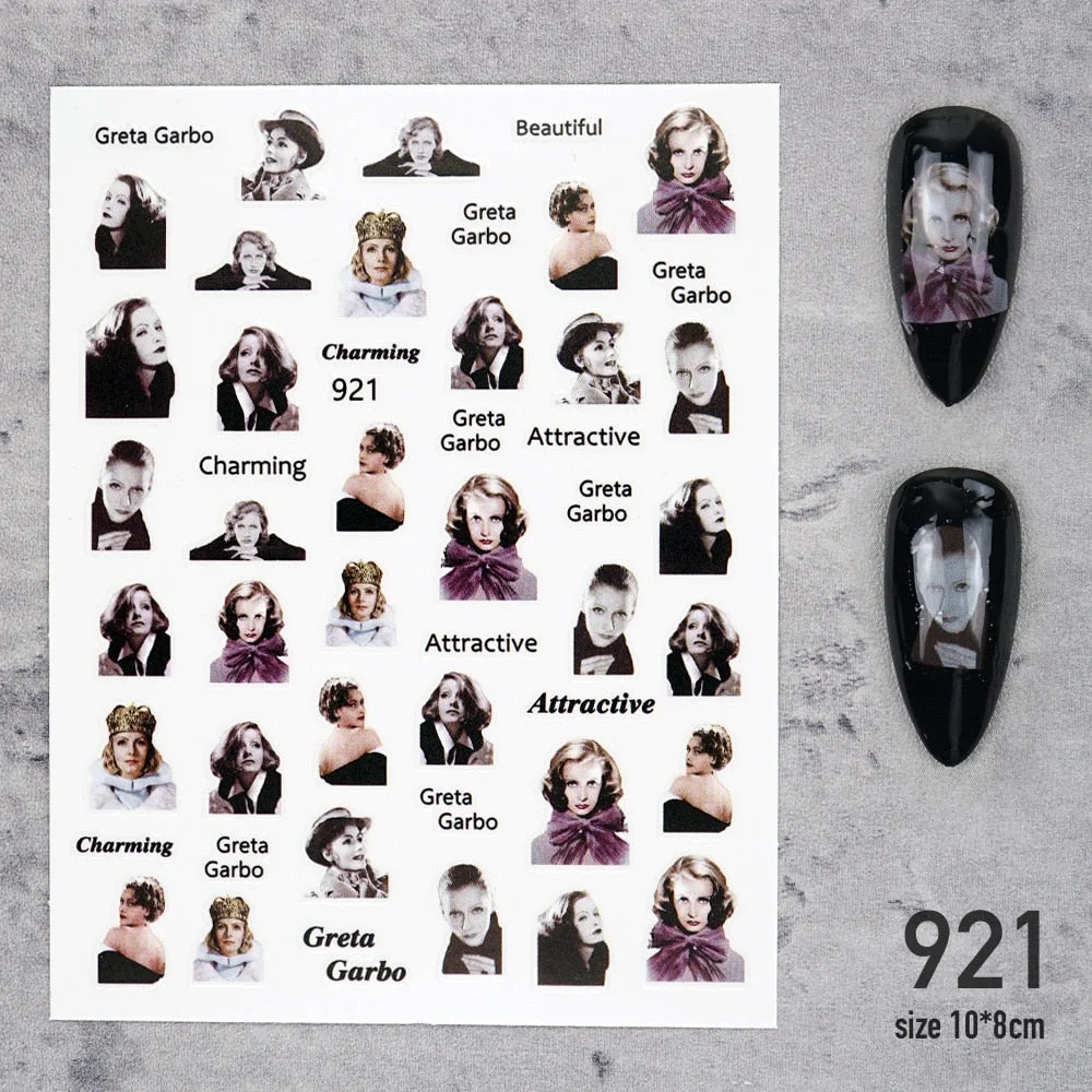 Nail Art Sticker water decal decorations Beauty Woman Marilyn Monroe Audrey Hepburn DIY Watermark Decals Nail Art Sticker