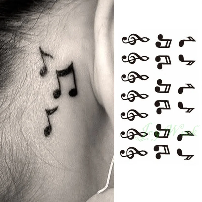 24 Waterproof Temporary Tattoo sticker on ear finger music note bird stars line streak henna tatto flash tatoo fake for women