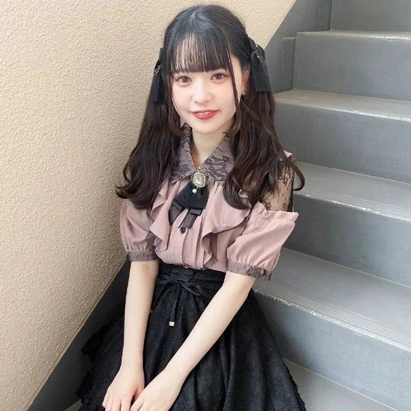 Jangj Lolita JK Shirts Women Y2K Cute Japanese Style Blouse Elegant Long Sleeve Sweet Tops Casual Ladies Aesthetic Blusas Mujer