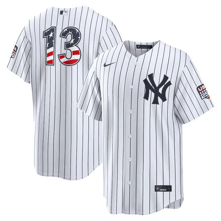 Youth New York Yankees #13 Jazz Chisholm Jr. Nike White USA 250 Fourth of July Home Stadium Jersey