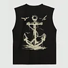 Men's Summer Seagull & Anchor Print Casual Sleeveless Tank Top by Inlyline